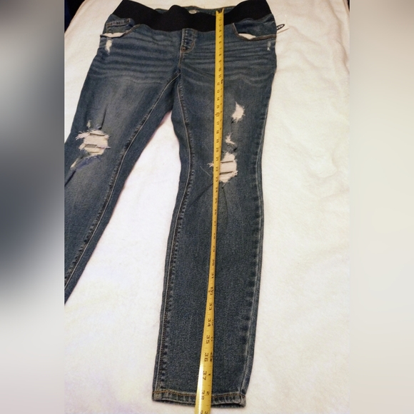 Old Navy Maternity Front Low Panel Rockstar Skinny Ripped Jeans Long Size 12 - Picture 6 of 9